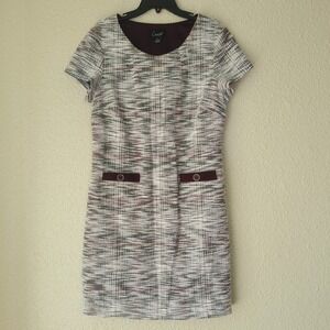 CONNECTED purple tweed midi sheath dress sz 16 women's with welt pocket‎ detail